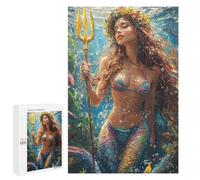 Mermaid with Trident Underwater Puzzle 1000 Pièces Educa Jouet en Bois Cadeau Unique Décoration Intérieure Jeu Éducatif Challenge Toy Adultes Et Enfants À Partir De 14 Ans 1000 PCS