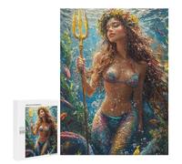 Mermaid with Trident Underwater Puzzle 1000 Pièces Educa Jouet en Bois Cadeau Unique Décoration Intérieure Jeu Éducatif Challenge Toy Adultes Et Enfants À Partir De 14 Ans 500 PCS