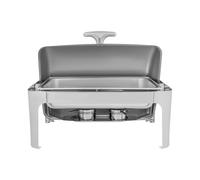 Mermajestic Chafing Dish - Chauffe-plat en acier inoxydable - 9 l par bac - Avec couvercle enroulable - Pour restauration, buffet et fête - Argenté