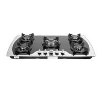 Mermajestic Cuisinière à gaz à 5 feux, encastrable, avec protection automatique contre les flammes avec surface en acier inoxydable et grille en fonte, 5 brûleurs de puissance différente, pour la