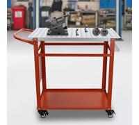 Mermajestic Table de soudage à deux couches - Kit de bricolage - Avec poignée et 4 roues universelles - Table de soudage mobile en acier - Grand plateau de table - Charge maximale : 600 kg