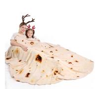 Mermaker Burritos - Couverture Tortilla Double Face 2.0 de 180,3 cm pour Adultes et Enfants, Couverture Alimentaire géante, Amusante et réaliste, 285 g/m² en Flanelle Douce (Jaune, Double Face)