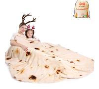 Mermaker Couverture tortilla/burrito 2.0 double face pour adultes et enfants, couverture fantaisie réaliste en flanelle douce 285 g/m², géante, amusante, 203,2 cm, jaune