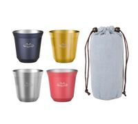 MERMOO YILAN Lot de 4 tasses à expresso avec sac de transport - 4 couleurs pour l'ambiance et l'extérieur - Gobelets incassables en acier inoxydable 80 ml