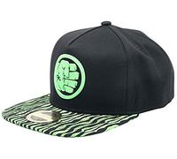 Meroncourt Marvel Comics Incredible Hulk Fist Smash Rubber Patch Snapback Baseball Cap with Animal Print Brim, One Size, Black/Green (Sb130404mar) Casquette, Noir, Taille Unique Mixte