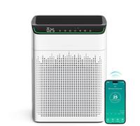 MERONTE Purificateur d'Air Chambre pour pièces jusqu’à 1690 ft² avec PM 2.5 Sensor, entrée d'air double face compatible avec WiFi et Alexa pour la fumée et les odeurs, 1 Pack+2 Pack HEPA Filters Blanc