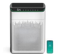 MERONTE Purificateur d'Air Chambre pour pièces jusqu’à 1690 ft² avec PM 2.5 Sensor, entrée d'air double face compatible avec WiFi et Alexa pour la fumée et les odeurs, 1 Pack+2 Pack HEPA Filters Blanc