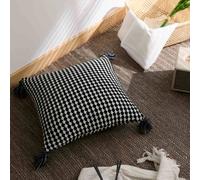 MEROPE Housse de coussin en maille acrylique nid d’abeille noir/blanc - 50 x 50 cm