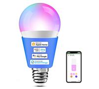 meross Ampoule Connectée, Ampoule LED Intelligente Compatible avec Apple HomeKit, Alexa et Google Home, E27 2700K-6500K RGBCW Ampoule WiFi Dimmable Multicolore