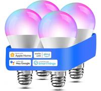 Meross Ampoule LED Connectée, Lot de 4 Ampoule E27 WiFi Compatible avec Apple HomeKit, Alexa et Google Home, RGBWW Ampoule Multicouleur Dimmable avec Commande Vocale et Contrôle à Distance