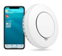 Meross Détecteur de Fumée Interconnecté (HUB REQUIS), Détecteur de Fumée Intelligent Compatible avec Apple HomeKit et SmartThings, Alarme Incendie avec Pile Remplaçable, Fonction de Test