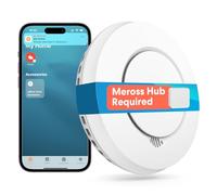 Meross Détecteur de Fumée Interconnecté (HUB REQUIS), Détecteur de Fumée Intelligent Compatible avec Apple HomeKit et SmartThings, Alarme Incendie avec Pile Remplaçable, Fonction de Test