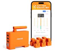Meross EM06P Compteur d'Énergie Triphasé Connecté, Compteur Intelligent WiFi 6 Canaux pour Panneaux Solaires, Photovoltaïque, Home Assistant, Zéro Injection, Surveillance en Temps Réel, Cloud Gratuit