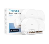 Meross Interrupteur Connecté Matter, 4 Pièces, Fil Neutre Requis, Commande d'Éclairage et Suivi Conso d'Énergie, Compatible avec Apple HomeKit, Alexa, Google Home et Home Assistant
