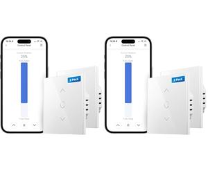 Meross Interrupteur Volet Roulant Connecté (FIL NEUTRE REQUIS), Lot de 4 Interrupteur de Rideau Compatible avec Alexa et Google Home, Contrôle de Pourcentage, Commande Vocale et Contrôle à Distance