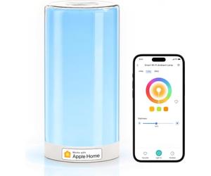 meross Lampe de Chevet connectée WiFi, Tactile LED RGBWW, Blanc Mat | Compatible avec HomeKit/Alexa/Google, 2700-6500K, lampe d’ambiance pour chambre à coucher, enfants, décoration de salon