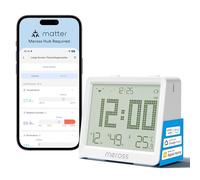 Meross Matter 10-en-1 Thermometre Hygrometre Interieur(Hub Requis) - Station Meteo Connectée WiFi avec écran LCD, Alertes et Automatisation Domotique, Compatible Apple HomeKit, Alexa et Google Home