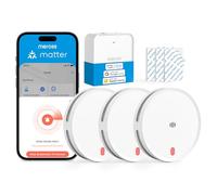 Meross Matter Détecteur de Fumée Connecté, Alarme Incendie Intelligente Wi-FI avec Double capteur Optique, Détecteur Fumée avec Alerte APP, Maillage 0,8 mm, 33 mm, avec Hub MSH450, 3 Pièces
