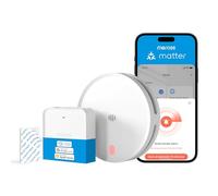 Meross Matter Détecteur de Fumée Connecté avec Alerte APP, Alarme Incendie Intelligente Wi-FI avec Double capteur Optique, Détecteur Fumée, Maillage 0,8 mm, 33 mm, avec Hub MSH450, 1 Pièce