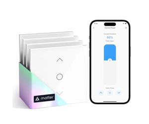 meross Matter Interrupteur Connecté Volet Roulant, Interrupteur Volet Roulant WiFi - Bouton Domotique Compatible avec Apple HomeKit, Alexa, Google Home et Home Assistant, Contrôle de Pourcentage, 4pcs