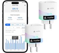 Meross Matter Prise Connectée 16A WiFi, Suivi de Consommation, Compatible Apple Home, Alexa et Google Home, Économie d’Énergie, Contrôle à Distance (2-Pack)
