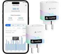 meross Matter Prise Connectée, 16A Prise WiFi avec Suivi de Consommation Compatible avec Apple Home, Alexa et Google Home, Prise Intelligente avec Économie d'Énergie et Contrôle à Distance (2-Pack)