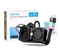 Meross Matter Prise Extérieure Étanche WiFi IP44 Type F | Compteur pour balcon solaire /avec Apple HomeKit, Alexa, Google, Home Assistant/16A 1,5m câble /Multiprise extérieure étanche
