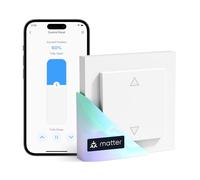 Meross Matter Smart Interrupteur de volet roulant Wi-Fi avec minuterie et télécommande, compatible avec HomeKit, Alexa, Home Assistant et Google Home, 55 x 55 mm - Commande intelligente de volet