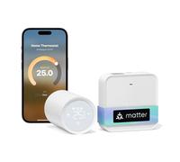 Meross Matter Thermostat Connecté d'une hub, Tête Thermostatique, Thermostat Radiateur, Commande Vocale Alexa Google Siri, Thermostatique sans Fil avec Programmation Chauffage