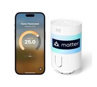 Meross Matter Thermostat Connecté nécessite Un hub supplémentaire, Tête Thermostatique, Thermostat Radiateur, Commande Vocale Alexa Google Siri, Thermostatique sans Fil avec Programmation Chauffage