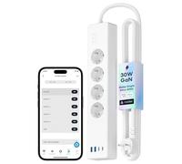 Meross Multiprise Connectée Matter (Type F), 16A Multiprise WiFi GaN USB C PD 30W avec Matter Simple Setup, Compatible avec Alexa, Apple Home et Google Home, 4 Prises CA, 2 USB-A et 2 USB-C