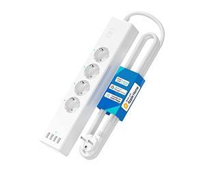 Meross Multiprise Connectée (Type F), 16A Multiprise WiFi Compatible avec Apple HomeKit, Alexa et Google Home (4 Prises AC et 4 Ports USB), Prise WiFi avec Commande Vocale et Contrôle à Distance