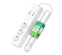 meross - Multiprise italienne intelligente, Wi-Fi, Alexa avec 3 prises CA, 4 ports USB, protection contre la surcharge, compatible avec meross App, Smartthings et Google Assistant