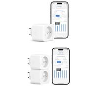 Meross Prise Connectée (FR), 16A avec Mesure Consommation, 3 Pièces | Compatible avec Alexa et Google Home, Commande Vocale / à Distance et Configuration Bluetooth