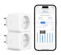 Meross Prise Connectée (FR), 16A Prise WiFi Compatible avec Alexa et Google Home, Lot de 2 Prise Mesure Consommation Intelligente avec Commande Vocale, Contrôle à Distance et Configuration Bluetooth