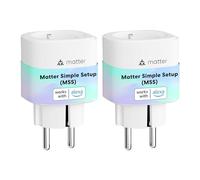 Meross Prise Connectée Matter (Type F), Lot de 2 Prise WiFi avec Matter Simple Setup (MSS), Compatible avec Alexa, Apple Home et Google Home, Mesure de Consommation d'Énergie pour Panneau Solaire