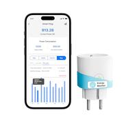Meross Prise Connectée Mini (Type F), 16A Prise WiFi Compatible avec Alexa et Google Home, Plug avec Mesure de Consommation d'Énergie, Commande Vocale, Contrôle à Distance et Configuration Bluetooth