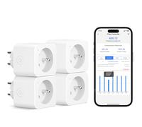 Meross Prise Connectée (Type E), 16A Prise WiFi Compatible avec Alexa et Google Home, 4 Prises avec Mesure Consommation Électrique avec Commande Vocale, Contrôle à Distance et Configuration Bluetooth