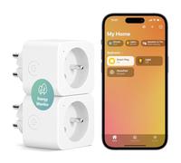 Meross Prise Connectée (Type E), 16A Prise WiFi Compatible avec HomeKit, Alexa et Google Home, Lot de 2 Prise avec Mesure de Consommation Électrique, Commande Vocale et Contrôle à Distance