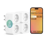 Meross Prise Connectée (Type E), 16A Prise WiFi Compatible avec HomeKit, Alexa et Google Home, Lot de 4 Prise avec Mesure de Consommation Électrique, Commande Vocale et Contrôle à Distance