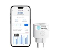 meross Prise Connectée (Type E), 16A Prise WiFi Mini Compatible avec Alexa, Google Home et SmartThings, Prise Intelligente avec Mesure de Consommation d'Énergie pour Panneau Solaire Photovoltaïque
