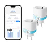 Meross Prise Connectée (Type F), 16A Prise WiFi Compatible avec Alexa et Google Home, Lot de 2 Prises avec Mesure de Consommation Électrique, Commande Vocale et Contrôle à Distance