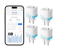 Meross Prise Connectée (Type F), 16A Prise WiFi Compatible avec Alexa et Google Home, Lot de 4 Prises avec Mesure de Consommation Électrique, Commande Vocale et Contrôle à Distance