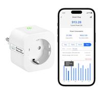 Meross Prise Connectée (Type F), 16A Prise WiFi Compatible avec Alexa, Google Home et SmartThings, Prise Intelligente avec Suivi de Consommation d'Énergie pour Panneau Solaire Photovoltaïque