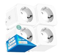 Meross Prise Connectée (Type F), 16A Prise WiFi Compatible avec Apple HomeKit, Alexa et Google Home, Lot de 4 Prise Intelligente avec Mesure de Consommation Électrique, Contrôle Vocal à Distance