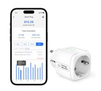 Meross Prise Connectée WiFi avec Mesure Consommation Electrique, Type F | Prise Telecommande Compatible Alexa & Google Home pour Domotique, Programmateur, Gestion Lampes, Cafetières et Chauffages