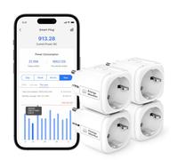 Meross Prise Connectée Wifi avec Mesure Consommation Electrique, Type F | Prise Telecommande Intelligente avec Minuterie, Compatible Alexa & Google Home, Contrôle Vocal & Smart Home,16A, 4 Pièces