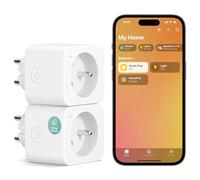 Meross Prise Connectée (Type E), 16A Prise WiFi Compatible avec HomeKit, Alexa et Google Home, Lot de 2 Prise avec Mesure de Consommation Électrique, Commande Vocale et Contrôle à Distance
