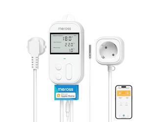 Meross Prise Thermostat Connectée, 16A 3680W Régulateur de Température WiFi pour Chauffage et Refroidissement, Compatible avec HomeKit, Alexa et Google Home, Commande Vocale et Contrôle à Distance