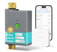 meross Programmateur Arrosage WiFi avec Smart Hub, Arrosage Automatique pour Jardin, App & Commande Vocale, Pause Pluie, Suivi Conso d’Eau, Raccords en Laiton, IP65, Alexa, Google et Apple Home, Gris